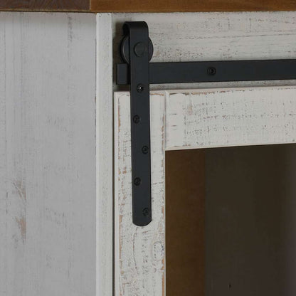 Příborník Halden 2 Posuvné Dveře Bílý 112X40X80Cm Masivní Dřevo