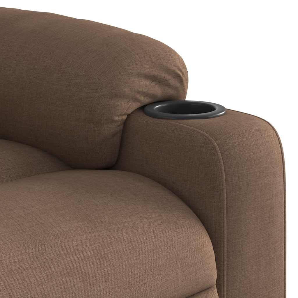 Elektrické Masážní Polohovací Křeslo Hnědé Textil Hnědá