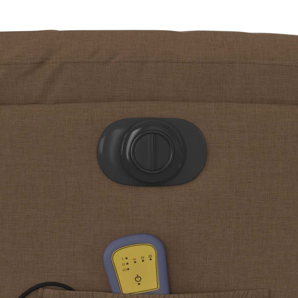 Elektrické Masážní Polohovací Křeslo Hnědé Textil Hnědá