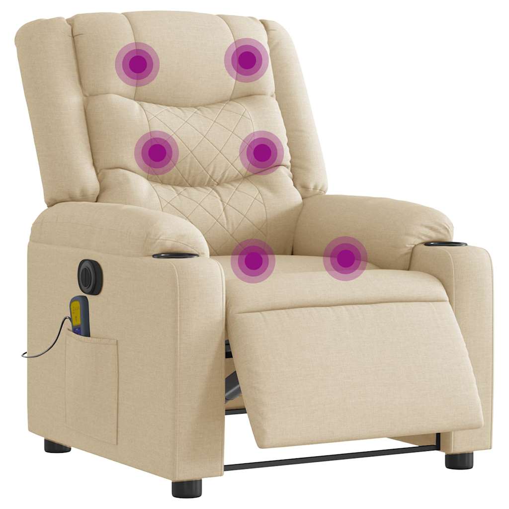 Polohovací Křeslo Krémové Textil Krémová