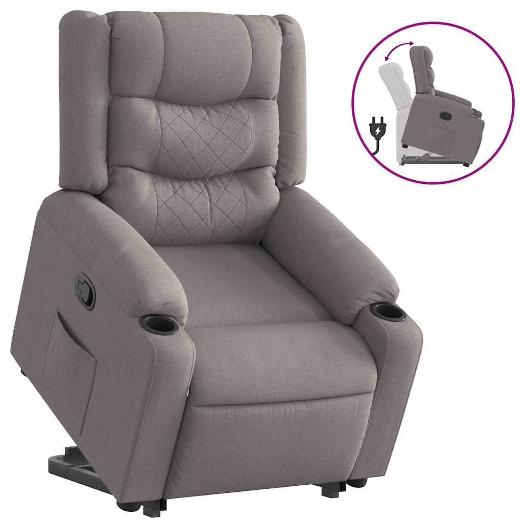 Zvedací Polohovací Křeslo Textil Taupe