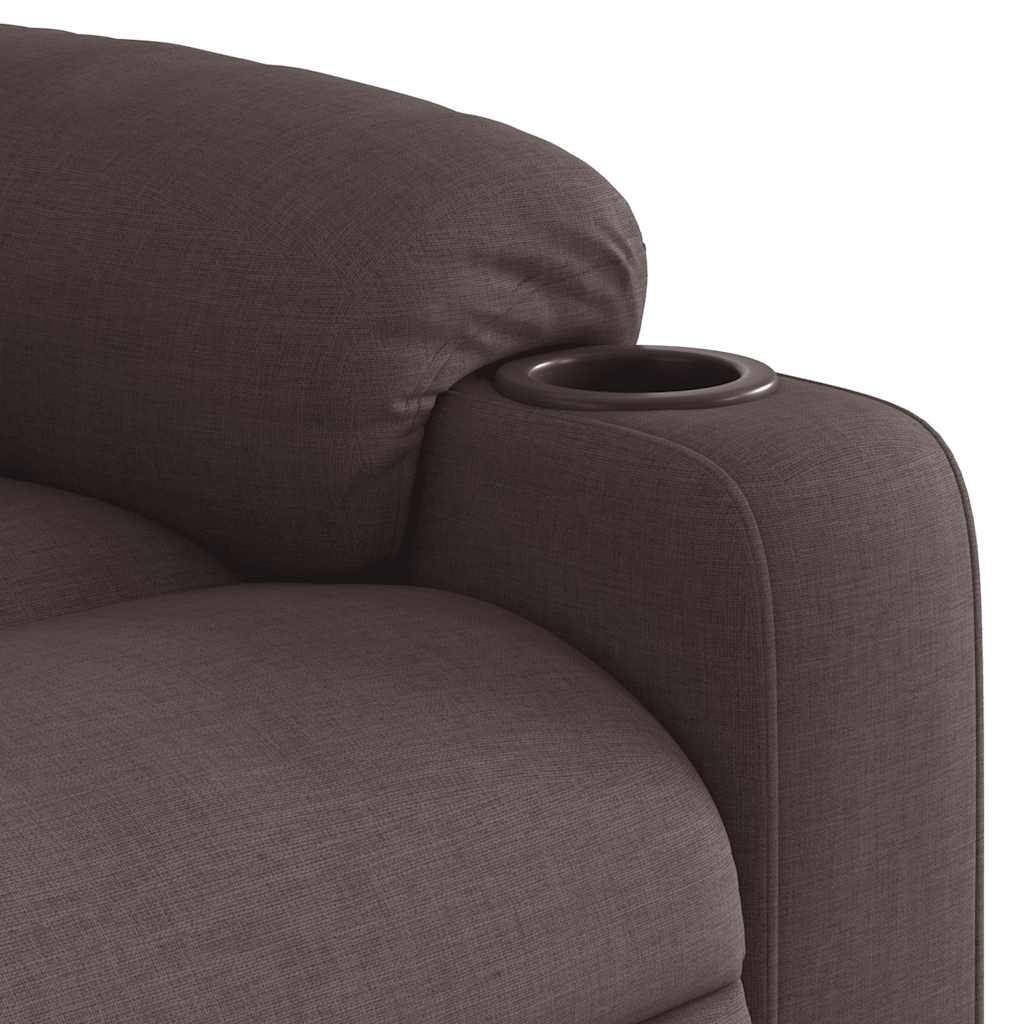 Zvedací Masážní Polohovací Křeslo Tmavě Hnědé Textil Tmavě Hnědá