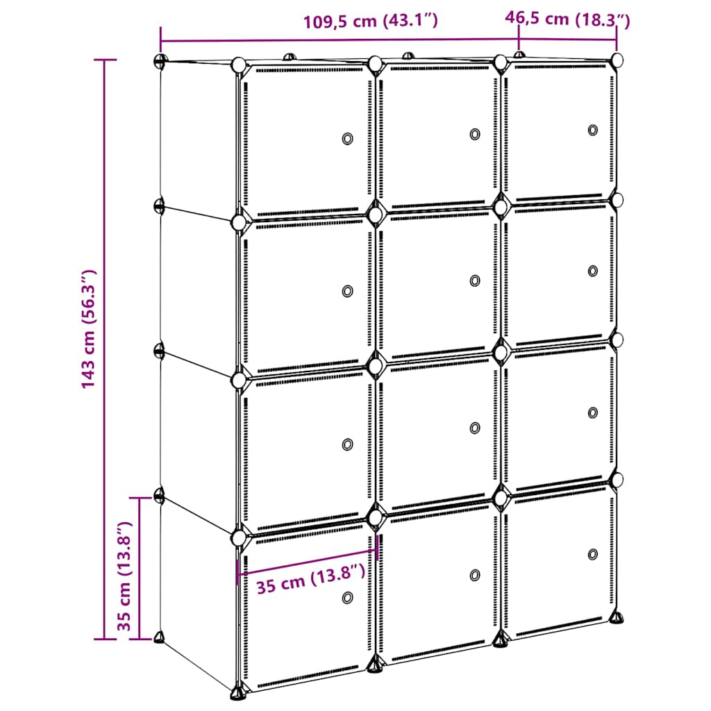Úložný Organizér S 12 Kostkami A Závěsnými Tyčemi Pp