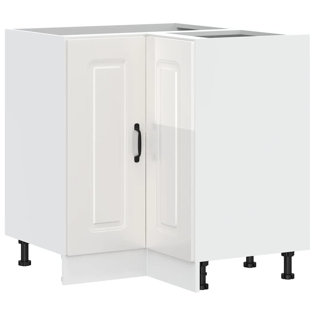 Kuchyňská Rohová Skříňka "Kalmar" Lesk Bílá Kompozitní Bílá S Vysokým Leskem