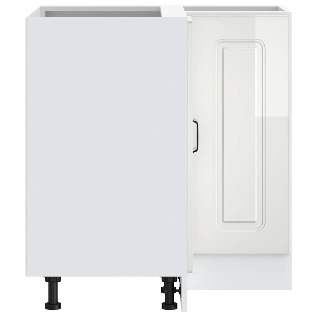 Kuchyňská Rohová Skříňka "Kalmar" Lesk Bílá Kompozitní Bílá S Vysokým Leskem