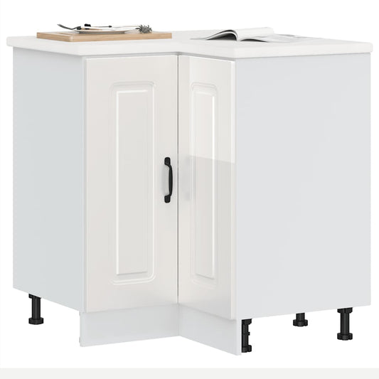 Kuchyňská Rohová Skříňka &quot;Kalmar&quot; Lesk Bílá Kompozitní Bílá S Vysokým Leskem