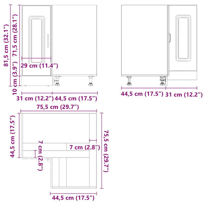 Kuchyňská Rohová Skříňka "Kalmar" Kompozitní Dub Sonoma