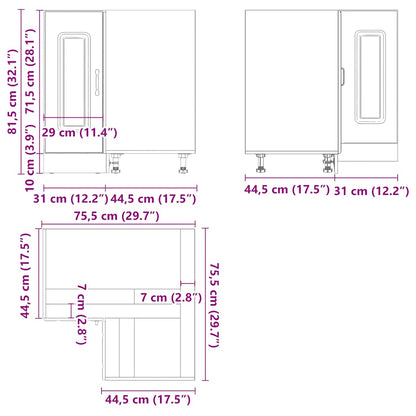 Kuchyňská Rohová Skříňka "Kalmar" Kompozitní Kouřový Dub