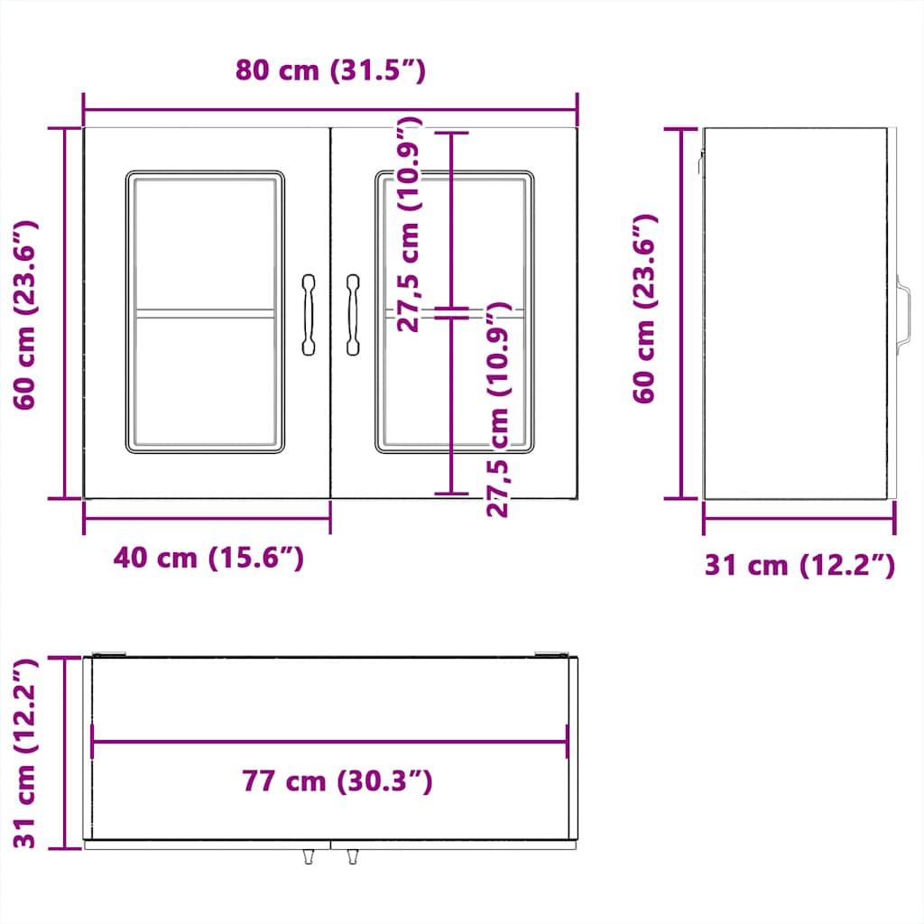 Kuchyňská Nástěnná Skříňka Se Skleněnými Dvířky "Kalmar" Kouřový Dub