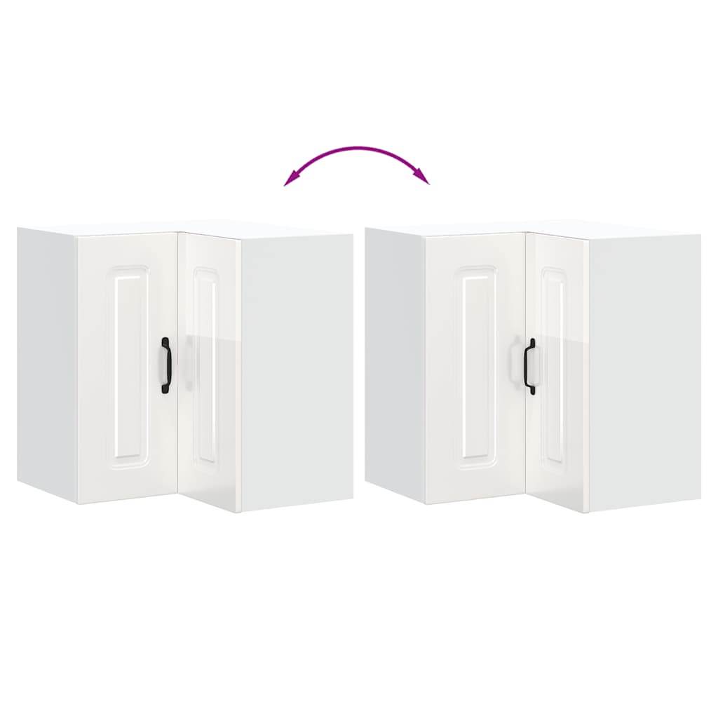 Kuchyňská Nástěnná Rohová Skříňka &quot;Kalmar&quot; Lesk Bílá Kompozitní Bílá S Vysokým Leskem