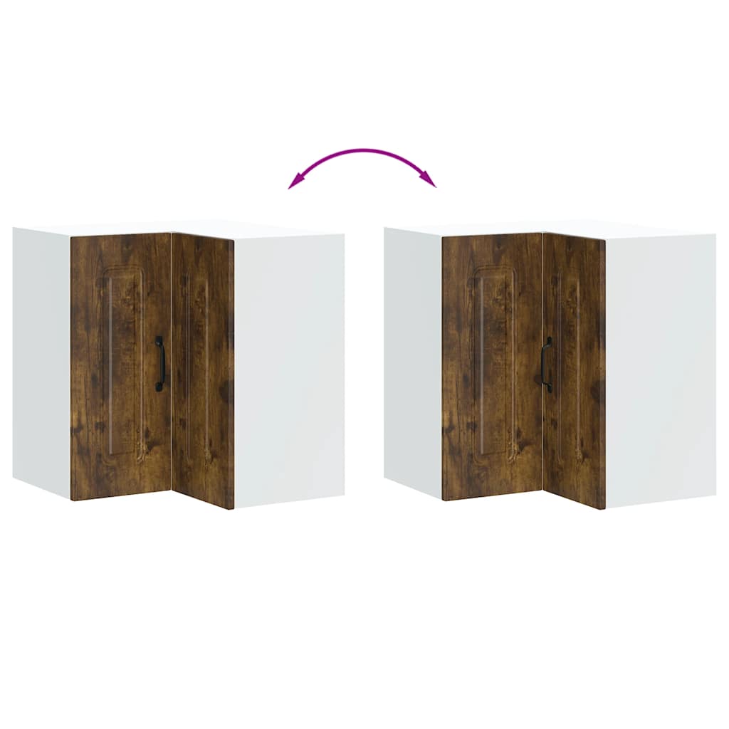 Kuchyňská Nástěnná Rohová Skříňka Kalmar Kompozitní Kouřový Dub