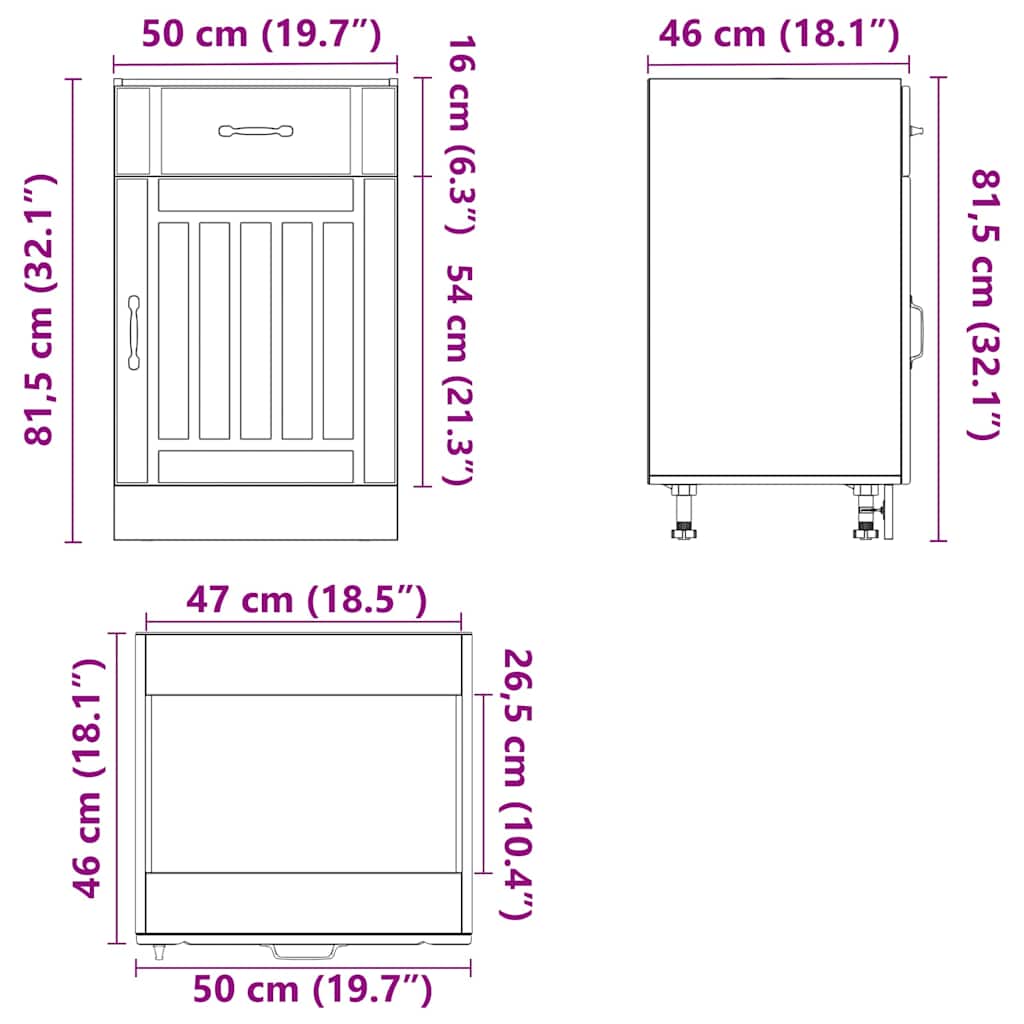 Kuchyňská Spodní Skříňka "Lucca" Betonově Šedá Kompozitní Dřevo Betonová Šedá
