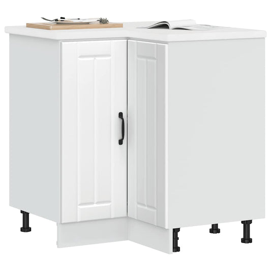 Kuchyňská Rohová Spodní Skříňka "Lucca" Bílý Kompozitní Dřevo Bílá