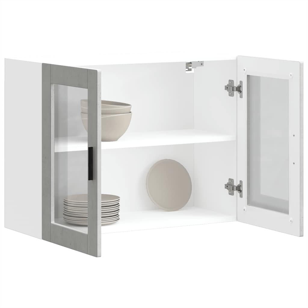 Kuchyňská Nástěnná Skříňka Se Skleněnými Dvířky "Porto" Betonová Šedá