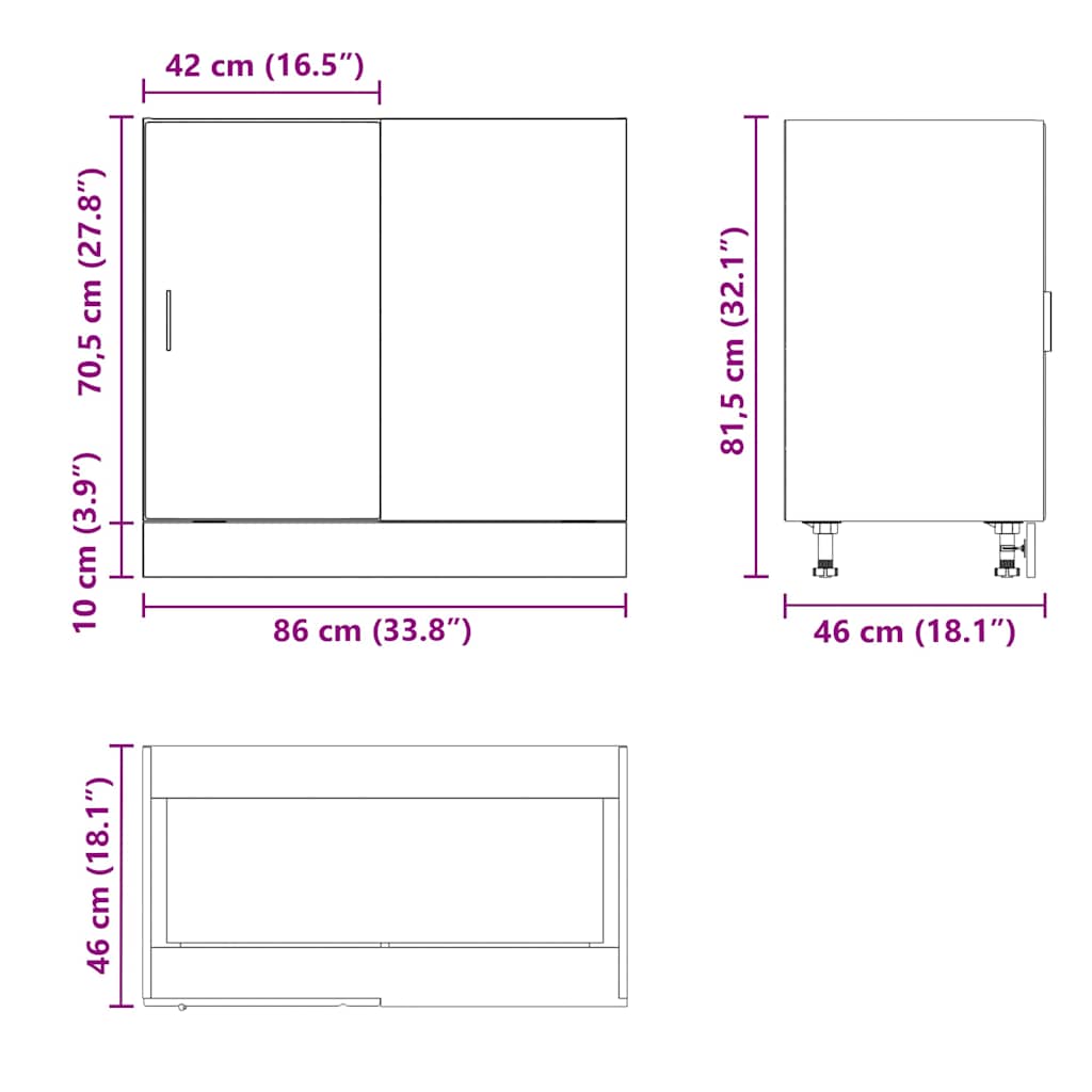 Skříňka Pod Umyvadlo Černá Kompozitní Dřevo Černá