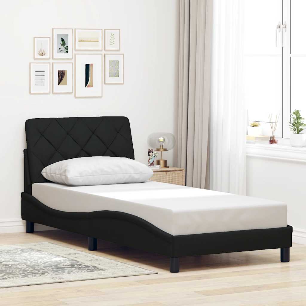 Rám Postele Bez Matrace Černá 80 X 200 Cm Textil