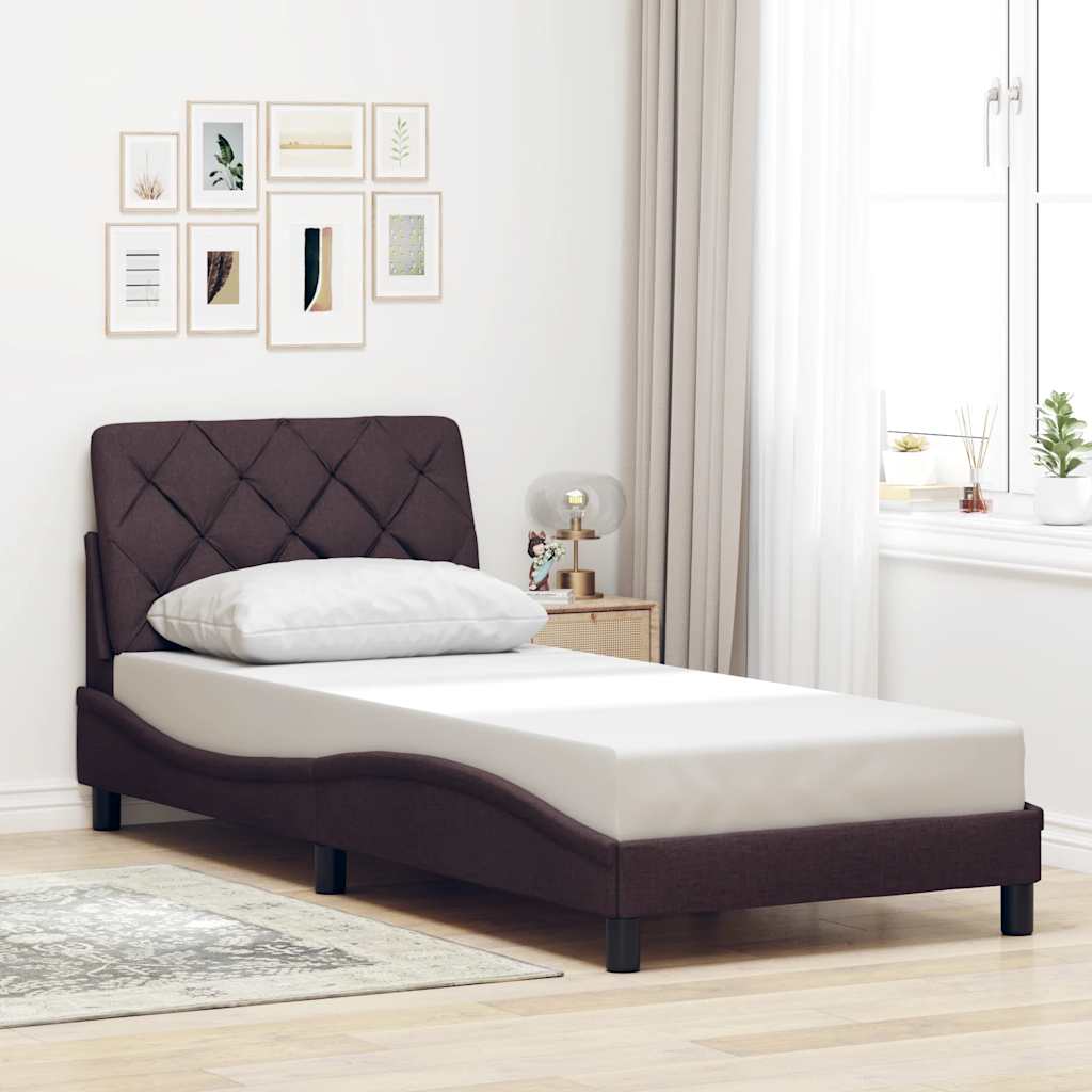 Rám Postele Bez Matrace Tmavě Hnědá 80 X 200 Cm Textil