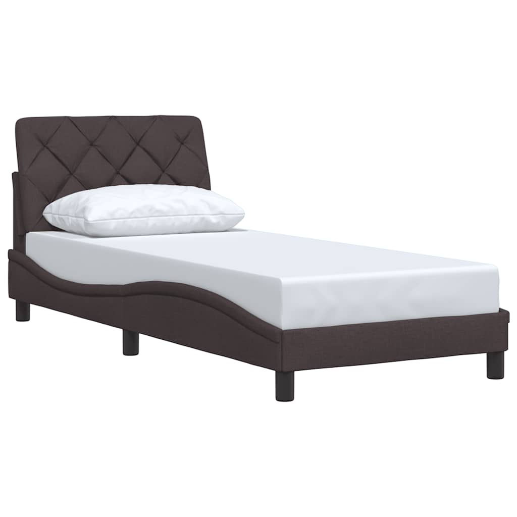 Rám Postele Bez Matrace Tmavě Hnědá 90 X 190 Cm Textil