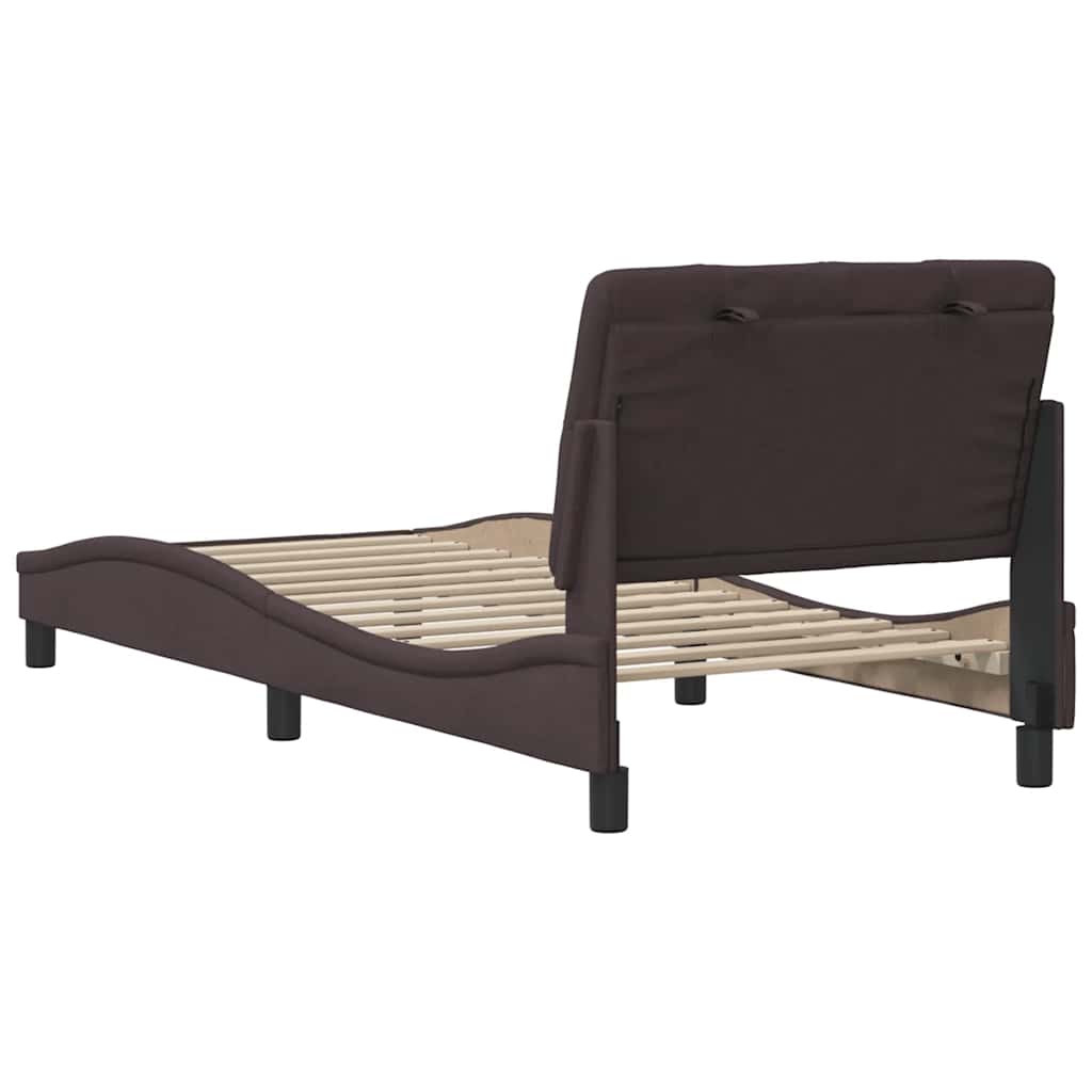 Rám Postele Bez Matrace Tmavě Hnědá 90 X 190 Cm Textil