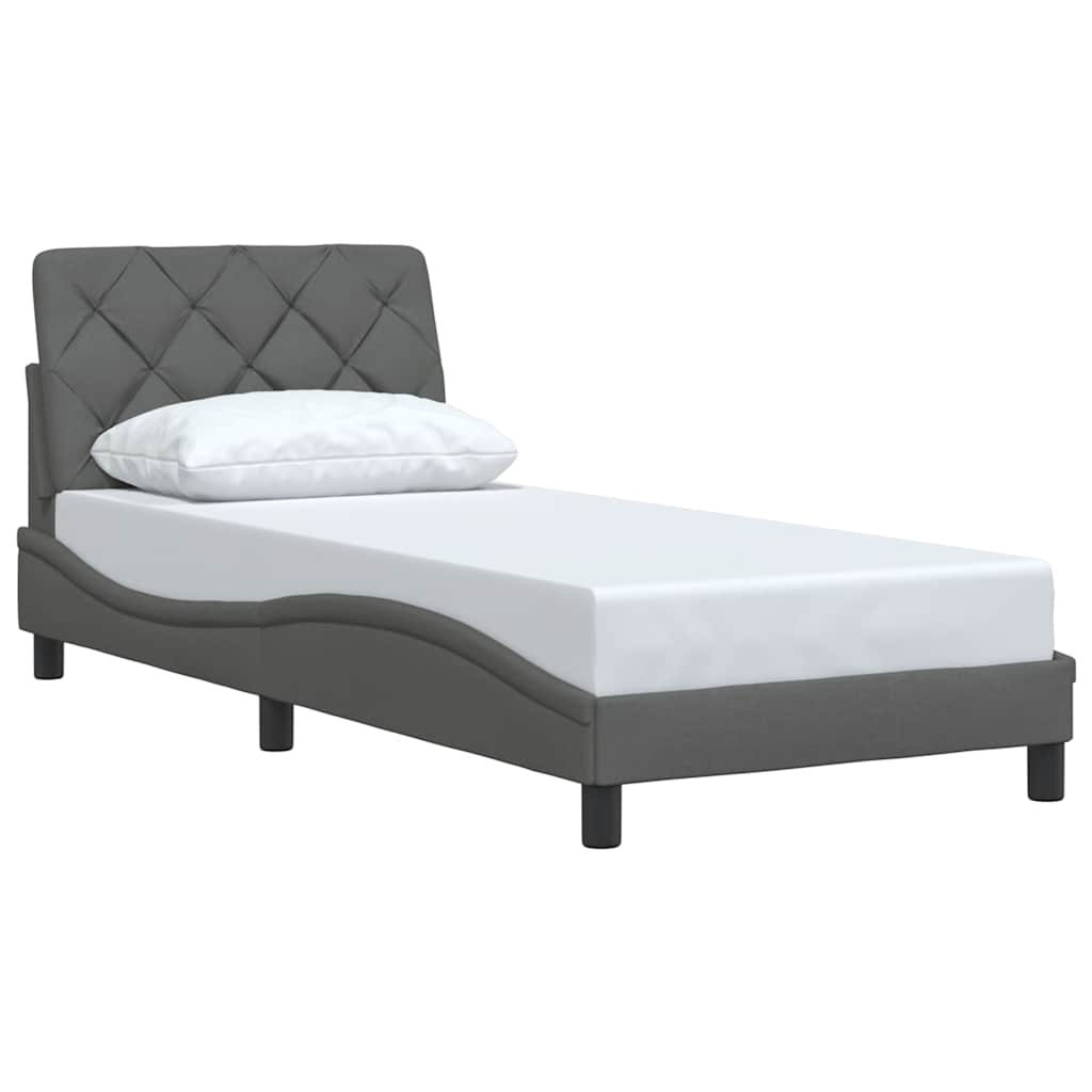 Rám Postele Bez Matrace Tmavě Šedý 90 X 200 Cm Textil