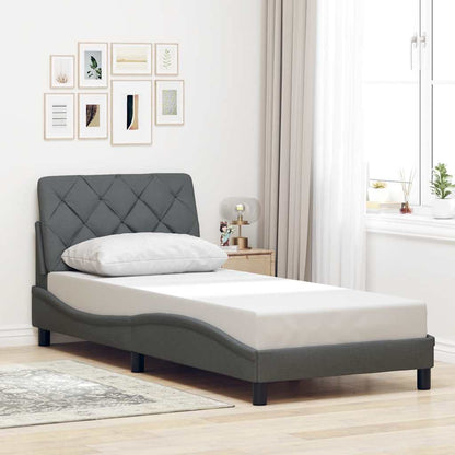 Rám Postele Bez Matrace Tmavě Šedý 90 X 200 Cm Textil