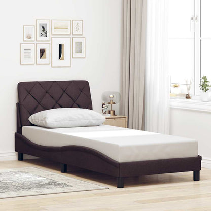 Rám Postele Bez Matrace Tmavě Hnědý 90 X 200 Cm Textil