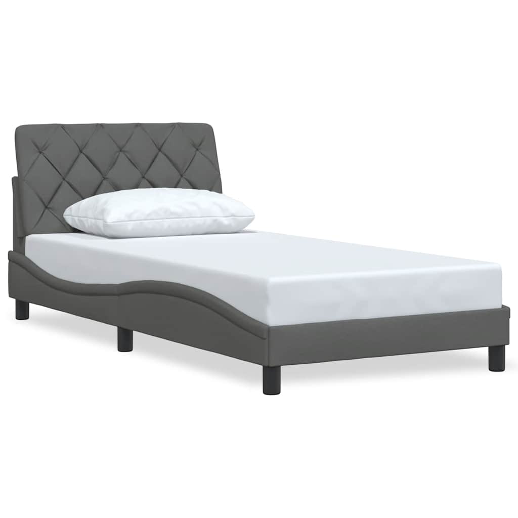 Rám Postele Bez Matrace Tmavě Šedá 100 X 200 Cm Textil