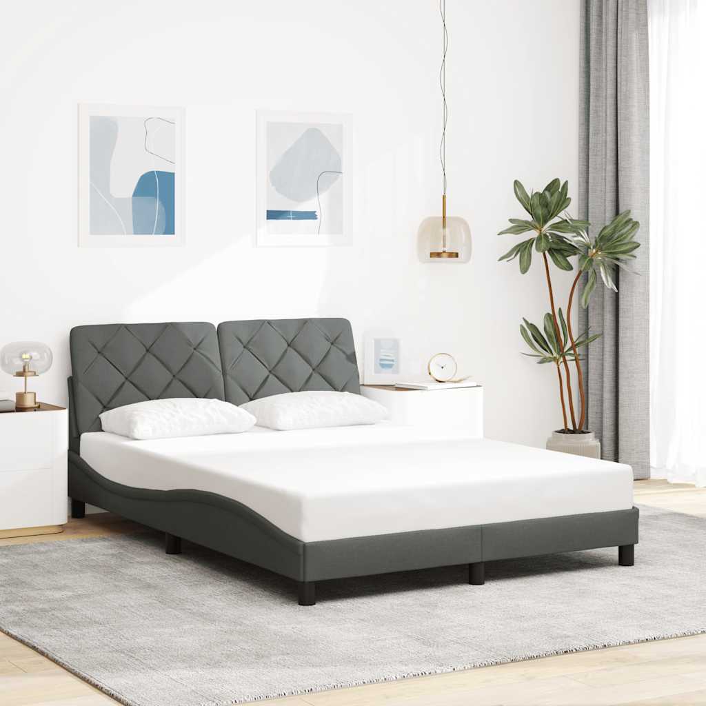 Rám Postele Bez Matrace Tmavě Šedá 120 X 200 Cm Textil