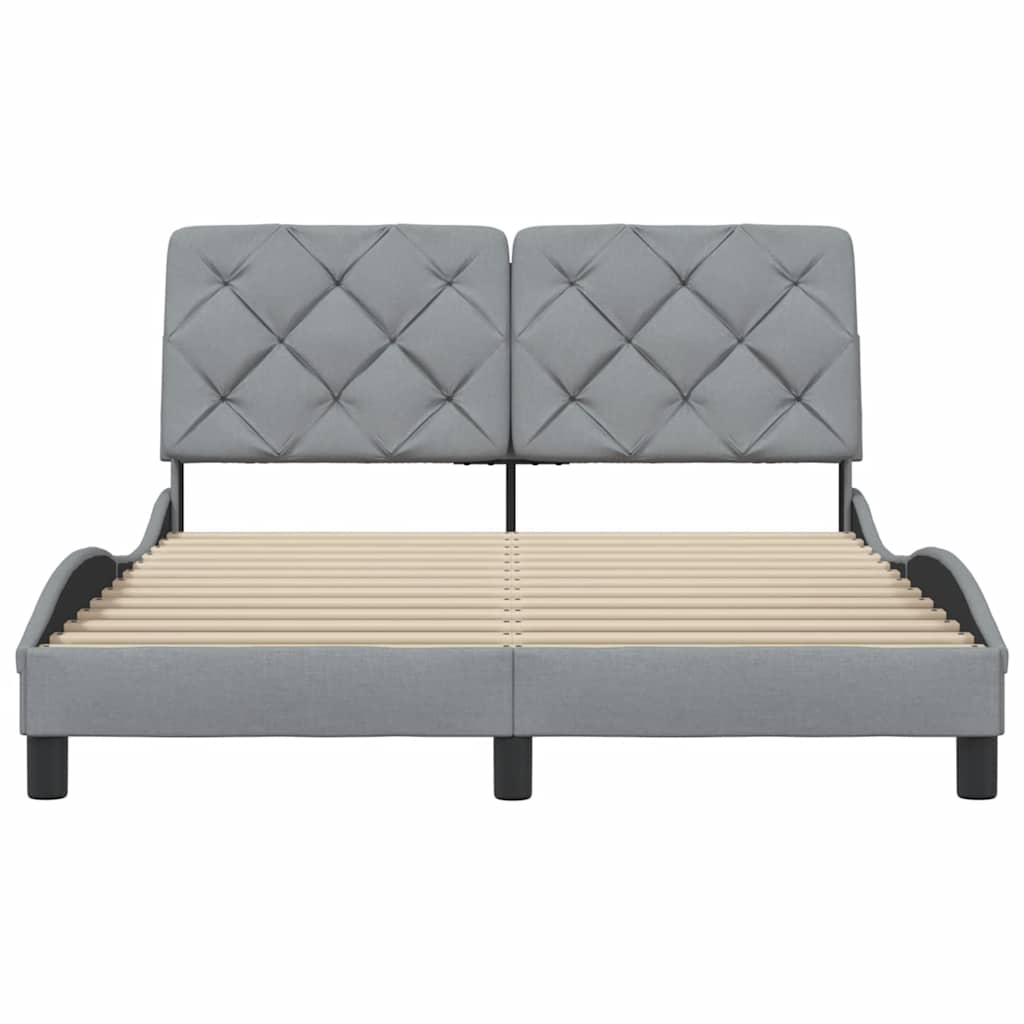 Rám Postele Bez Matrace Světle Šedý 140 X 190 Cm Textil