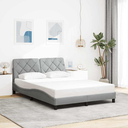 Rám Postele Bez Matrace Světle Šedý 140 X 190 Cm Textil