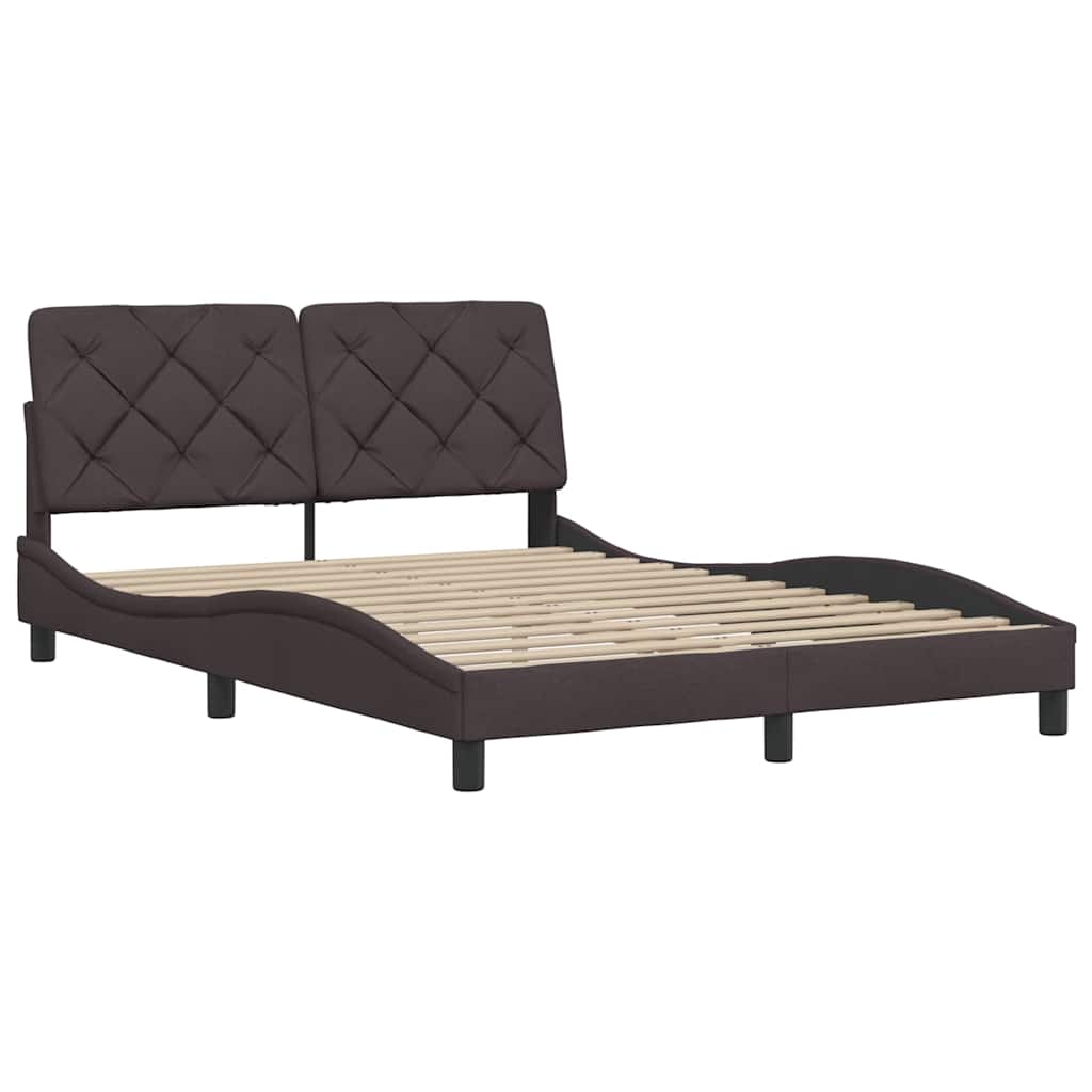 Rám Postele Bez Matrace Tmavě Hnědý 140 X 190 Cm Textil