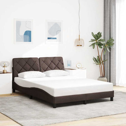 Rám Postele Bez Matrace Tmavě Hnědý 140 X 190 Cm Textil