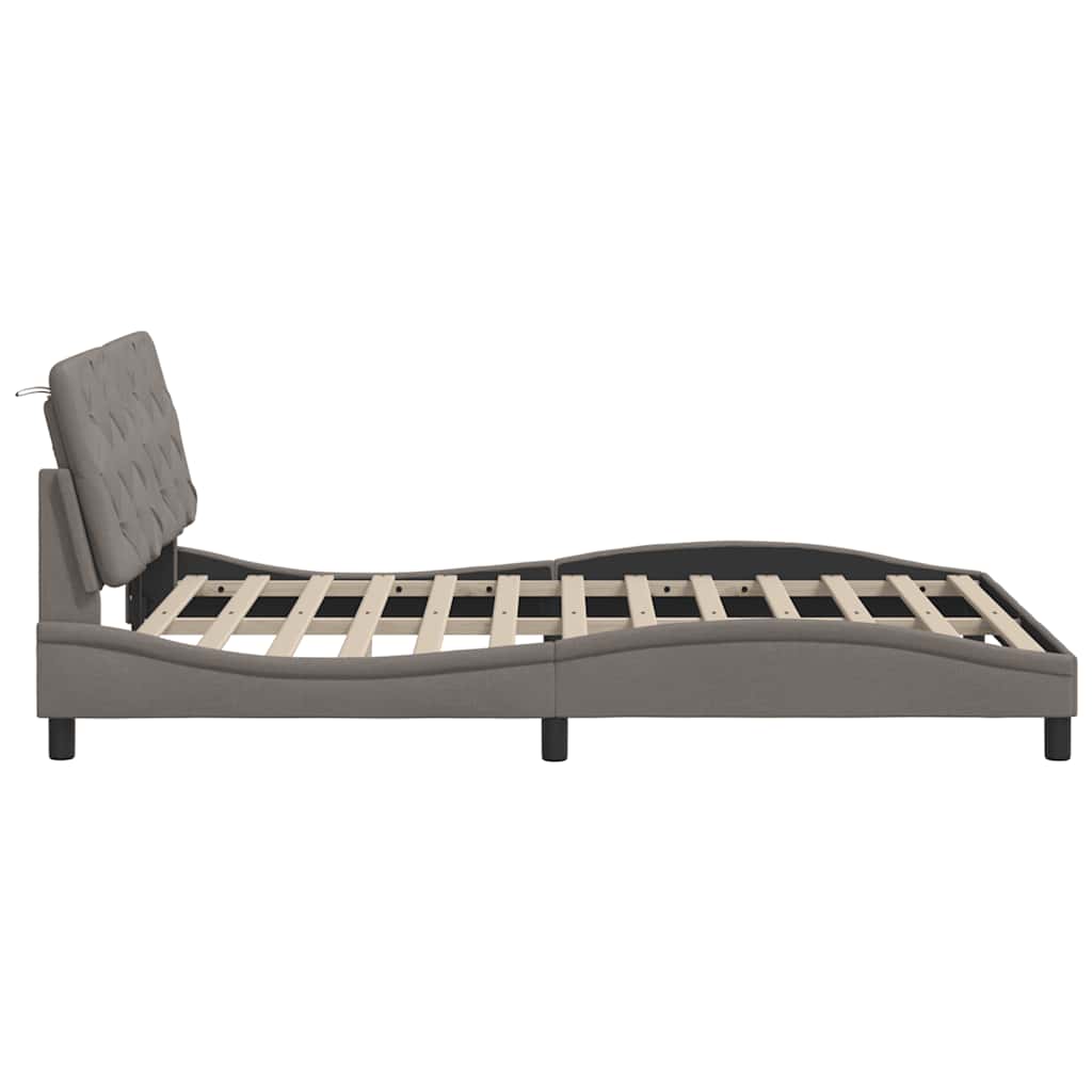 Rám Postele Bez Matrace Taupe 140 X 190 Cm Textil