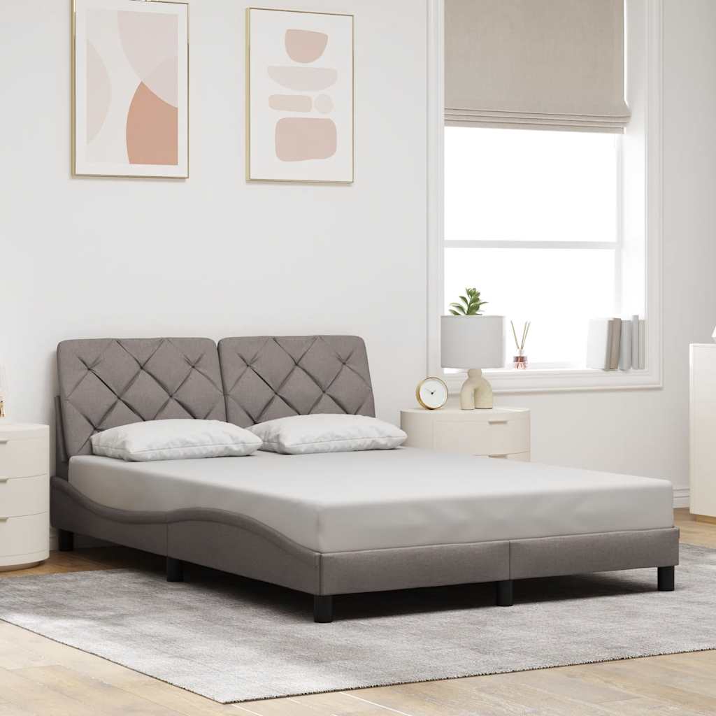 Rám Postele Bez Matrace Taupe 140 X 190 Cm Textil