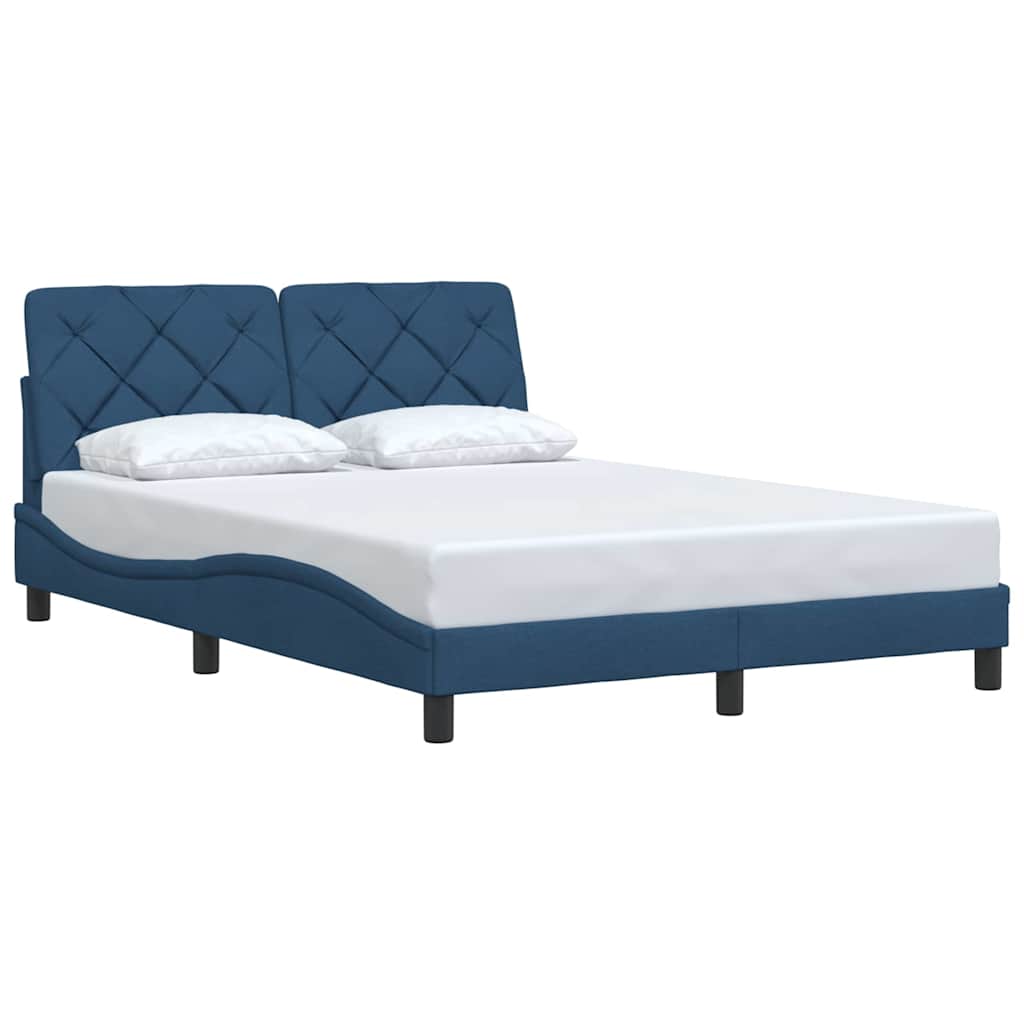 Rám Postele Bez Matrace Modrý 140 X 190 Cm Textil