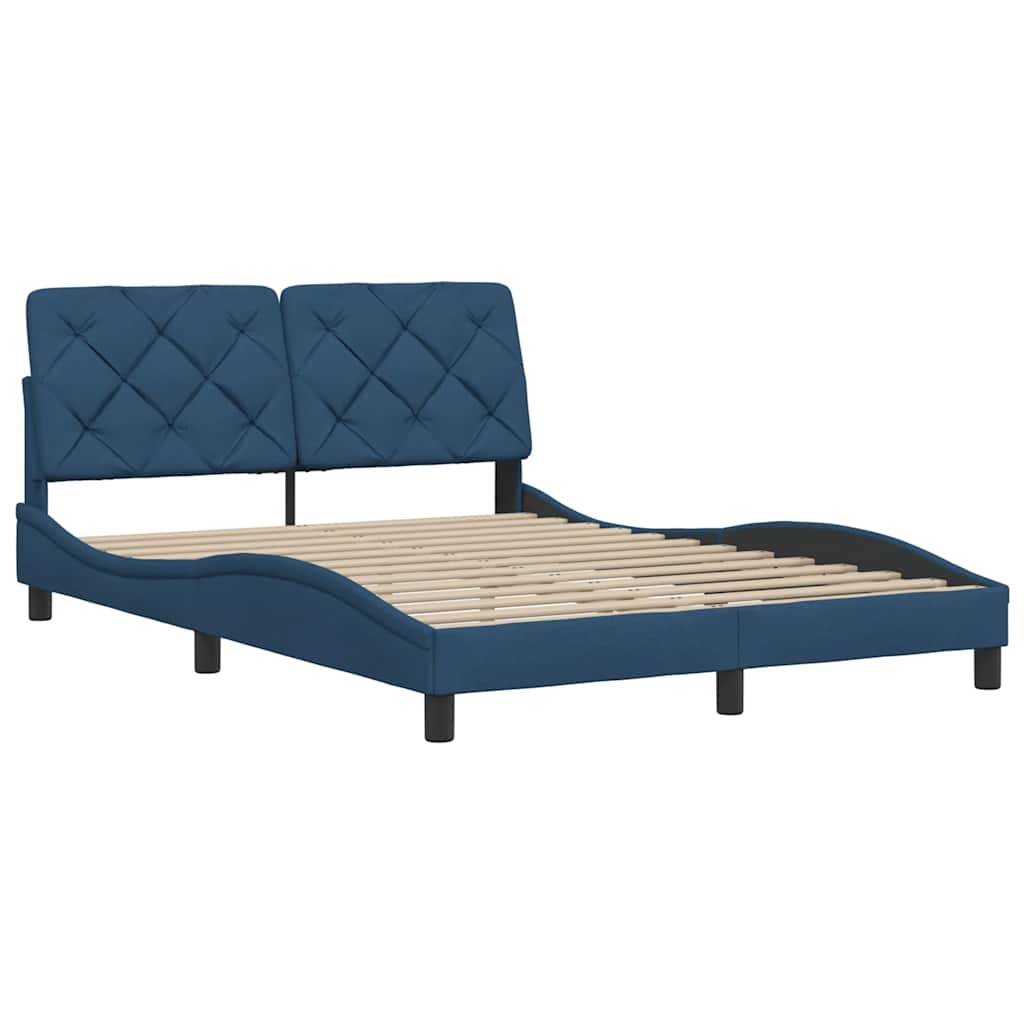 Rám Postele Bez Matrace Modrý 140 X 190 Cm Textil