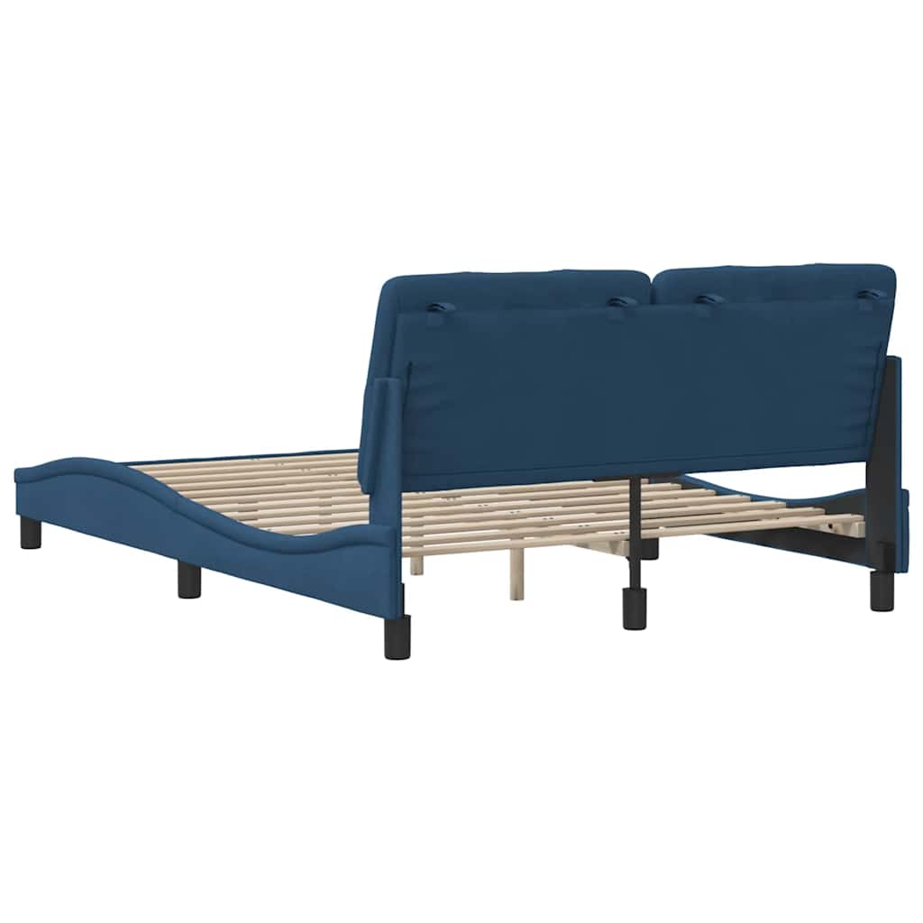 Rám Postele Bez Matrace Modrý 140 X 190 Cm Textil