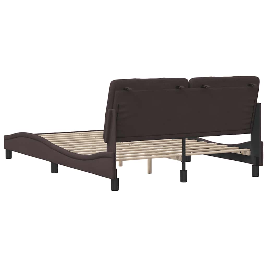 Rám Postele Bez Matrace Tmavě Hnědý 140 X 200 Cm Textil