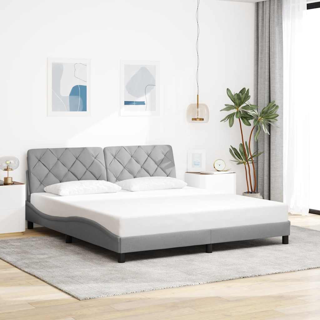 Rám Postele Bez Matrace Světle Šedý 180 X 200 Cm Textil