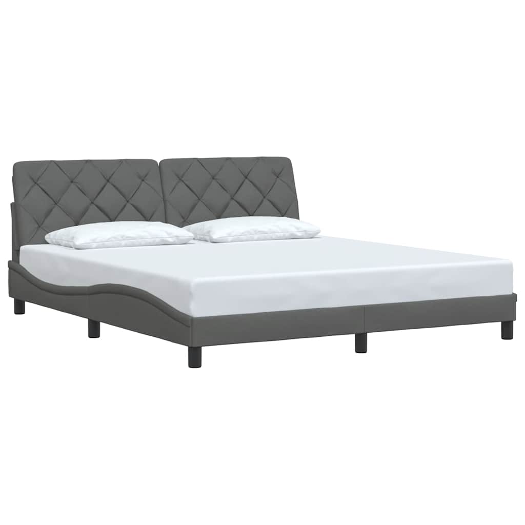 Rám Postele Bez Matrace Tmavě Šedý 180 X 200 Cm Textil