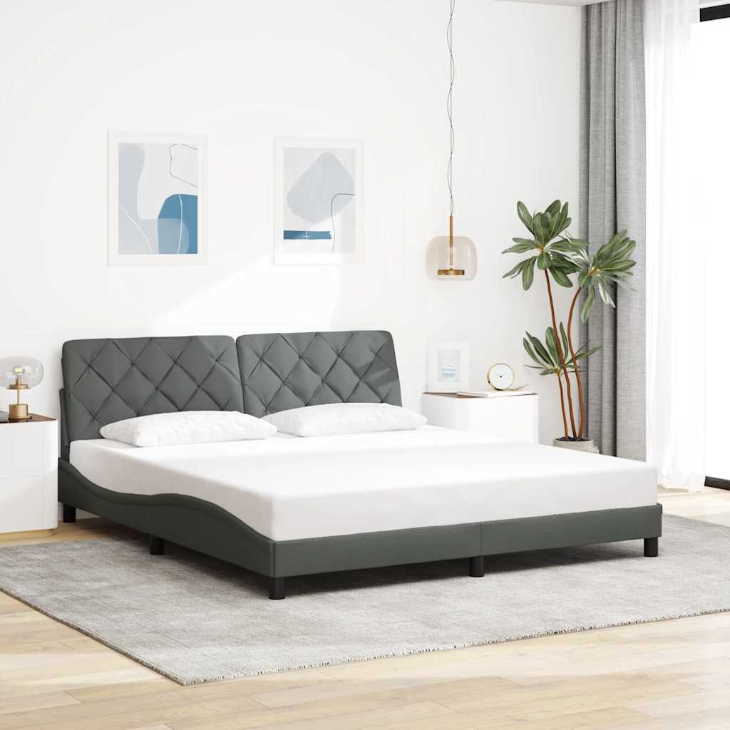 Rám Postele Bez Matrace Tmavě Šedý 180 X 200 Cm Textil