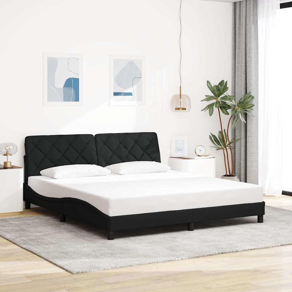 Rám Postele Bez Matrace Černý 180 X 200 Cm Textil