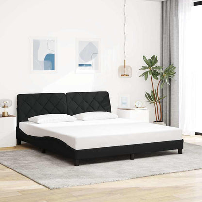 Rám Postele Bez Matrace Černý 180 X 200 Cm Textil