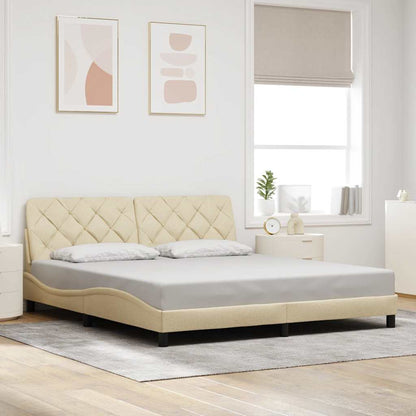 Rám Postele Bez Matrace Krémový 180 X 200 Cm Textil