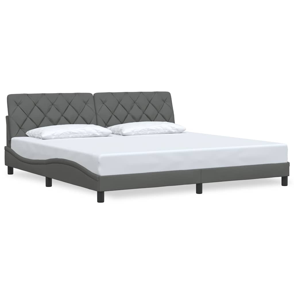 Rám Postele Bez Matrace Tmavě Šedý 200 X 200 Cm Textil