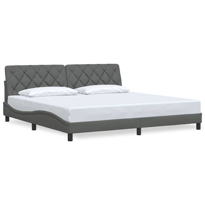Rám Postele Bez Matrace Tmavě Šedý 200 X 200 Cm Textil