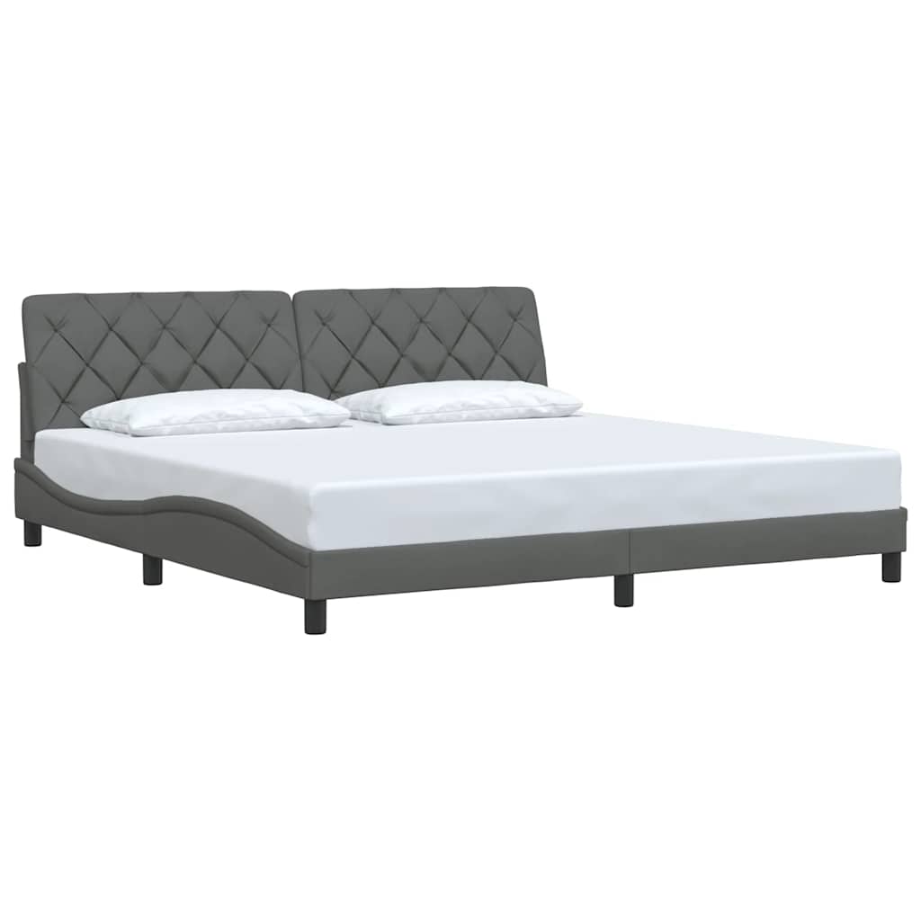 Rám Postele Bez Matrace Tmavě Šedý 200 X 200 Cm Textil