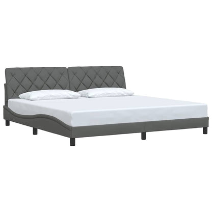 Rám Postele Bez Matrace Tmavě Šedý 200 X 200 Cm Textil