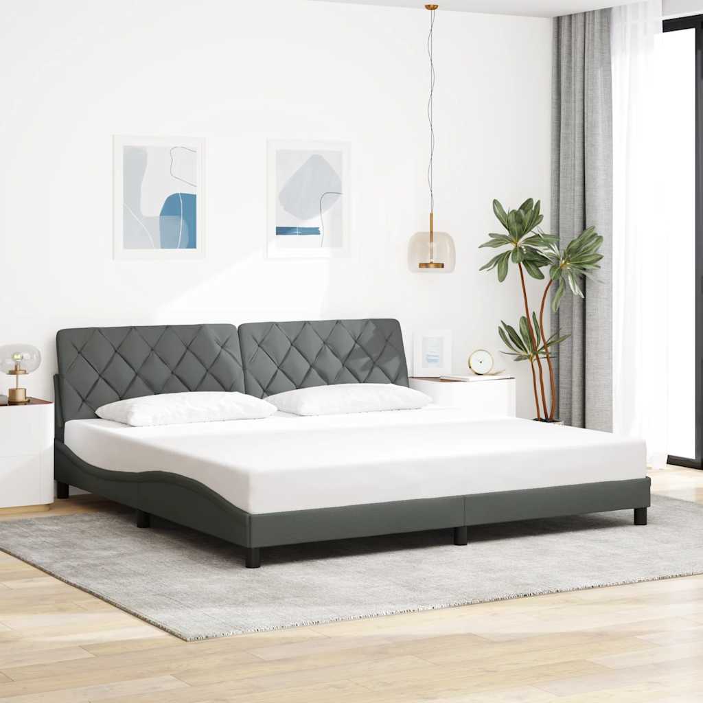 Rám Postele Bez Matrace Tmavě Šedý 200 X 200 Cm Textil