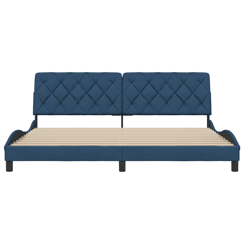 Rám Postele Bez Matrace Modrý 200 X 200 Cm Textil
